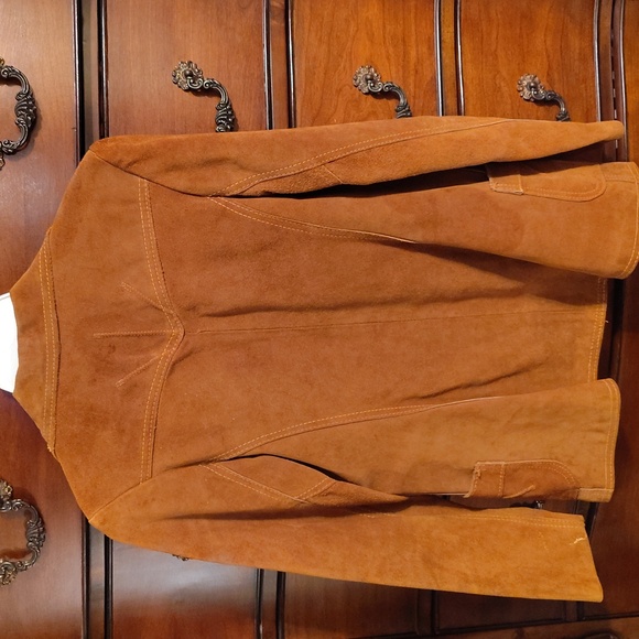 Vtg Ms. Lee Cognac Suede Western Blazer sz 9/10 - Picture 3 of 6